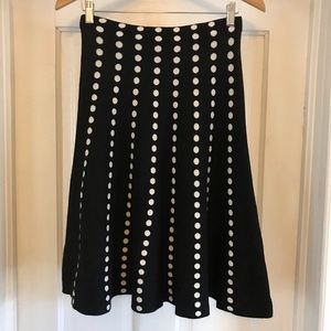 Sioni black white polka dot knit sweater skirt, M